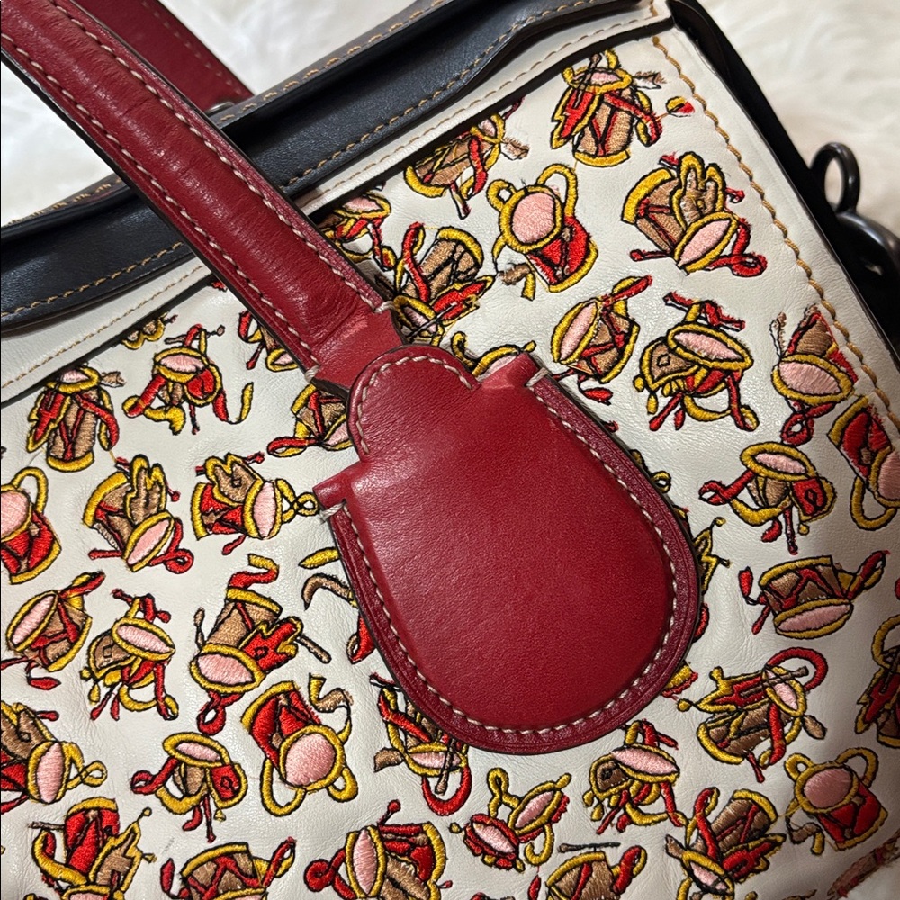 Rare Coach 1941 1/1 Runway Sample Leather Satchel Embroidery White Black Red Bag - Picture 8 of 17